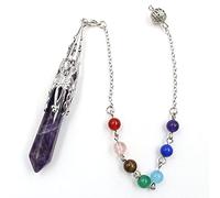 Natural Stone Pendulum for Dowsing Divination Hexagonal Prism Chakra Pendule Quartz Energy Amulet Crystal Jewelry-Amethyst Chakra