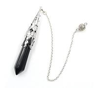 Natural Stone Pendulum for Dowsing Divination Hexagonal Prism Chakra Pendule Quartz Energy Amulet Crystal Jewelry-Black Onyx