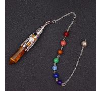 Natural Stone Pendulum for Dowsing Hexagonal Pink Quartz Lapis Purple Crystal Stone Amulet Pendule Divination Jewelry Gift-Tiger Eye