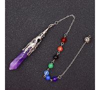Natural Stone Pendulum for Dowsing Hexagonal Pink Quartz Lapis Purple Crystal Stone Amulet Pendule Divination Jewelry Gift-Amethyst