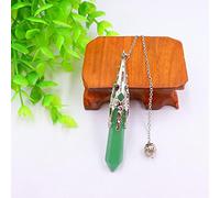 Natural Stone Pendulum Hexagonal Prism Shaped Pendant 7 Chakra Chain for Divination Crystal Jewelry Charm Amulet Pendant-Green Aventurine