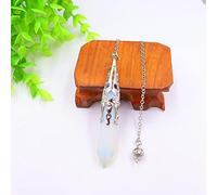 Natural Stone Pendulum Hexagonal Prism Shaped Pendant 7 Chakra Chain for Divination Crystal Jewelry Charm Amulet Pendant-Opal