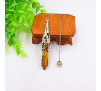 Natural Stone Pendulum Hexagonal Prism Shaped Pendant 7 Chakra Chain for Divination Crystal Jewelry Charm Amulet Pendant-Tiger Eye