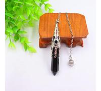 Natural Stone Pendulum Hexagonal Prism Shaped Pendant 7 Chakra Chain for Divination Crystal Jewelry Charm Amulet Pendant-Black Onyx