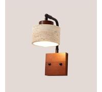 Natural Stone Wall, Vintage Industrial Wall Lamp, Marble Wall Mounted Light, Rustic Wood Wall Mount(Walnut)