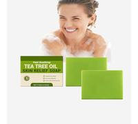 Natural Tea Tree Oil Body Wash Bar, jabón facial y corporal de limpieza profunda con aceite de árbol de té, limpieza profunda de los poros para aliviar, jabón hidratante calmante hecho a mano (2
