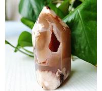 Natural The Cherry Agate Geode Druzy Crystal Tower Point Decoración Para El Hogar Varita Brujería Reiki Meditación Chakra Cristales Curativos,A33 134 G 75 Mm