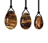 Natural Tiger Eye Stone Yoni Egg Set Vaginal Tightening Yoni Jade Egg Kegel Exerciser, Perforado 3pc