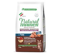 Natural Trainer - Alimento para Gatos Adultos, Bienestar digestivo con Trucha, sin Gluten y monoproteico, 1,5 kg