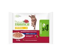 Natural Trainer - Comida húmeda para Gatos Adultos con Pollo, Pack de 4 x 85 g