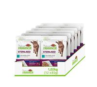 Natural Trainer Sterlisied Adult Comida húmeda para Gatos con Bacalao y Fibra de Guisante, 12 Sobres x 85 g - 1020 gr