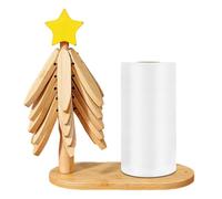 Natural Tree Trivet Set - Star Design plegable Wooden Trivet with Stand and Tissue for Dishes, Plates, Bowls, Teapots, Drinks, Dining Mesa, Kitchen Counter, Farmhouse Tableware, Seasonal Decor