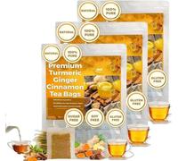 Natural Turmeric Ginger Cinnamon Tea Bags Organic, Premium Hand-made Blend of Turmeric, Cinnamon and Ginger Herbal Tea- No Sugar- No Caffeine- No Gluten (3box)