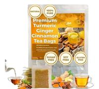 Natural Turmeric Ginger Cinnamon Tea Bags Organic, Premium Hand-made Blend of Turmeric, Cinnamon and Ginger Herbal Tea- No Sugar- No Caffeine- No Gluten (1box)