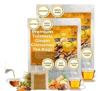 Natural Turmeric Ginger Cinnamon Tea Bags Organic, Premium Hand-made Blend of Turmeric, Cinnamon and Ginger Herbal Tea- No Sugar- No Caffeine- No Gluten (2box)