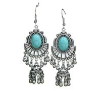 Natural Turquoise - Bohemian Vintage Silver Turquoise Earrings Gift for Women Girls Turquoise Lovers(Style-2)