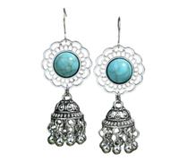 Natural Turquoise - Bohemian Vintage Silver Turquoise Earrings Gift for Women Girls Turquoise Lovers(Style-5)