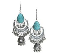 Natural Turquoise - Bohemian Vintage Silver Turquoise Earrings Gift for Women Girls Turquoise Lovers(Style-4)