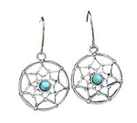 Natural Turquoise - Bohemian Vintage Silver Turquoise Earrings Gift for Women Girls Turquoise Lovers(Style-10)