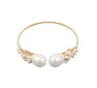 Natural Turquoises Chunky Beads Open Cuff For Women Baroque Pearl Beads Open Bangle Jewelry
