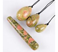 Natural Unakite Massage Egg Crystal Jade Stone Drill Yoni Ball Wand Set Kegel Exercise-yoni wand and eggs