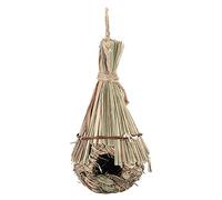 Natural Weeds Bird Nest Handwoven Hanging Parrot Roosting House Natural Hand Woven Straw Nest Bed for Home Garden Decorations (Wild Grass Bird's Nest Large)