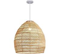 Natural Wicker Chandeliers Basket Lamp Shade Hand-Woven Woven Ceiling Pendant Light Farmhouse Rattan Hanging Lamps, LED Chandelier