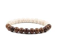 Natural Wood Beads Bracelets Black White Stone