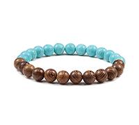 Natural Wood Beads Bracelets Black White Stone Meditation Beaded Bracelet Prayer Yoga Jewelry for Men-Blue