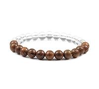 Natural Wood Beads Bracelets Black White Stone Meditation Beaded Bracelet Prayer Yoga Jewelry for Men-Transparent white