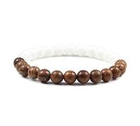 Natural Wood Beads Bracelets Black White Stone Meditation Beaded Bracelet Prayer Yoga Jewelry for Men-White porcelain