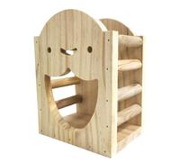 Natural Wood Rabbit Hay Feeder - Safe Rack for Small Pet Food & Grass