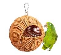 Natural Wooden Bird House, Parakeet Nest Shelter Cage, Hanging Parrot Nesting Habitat Box, Quality Weather Resistant Wood Sturdy Design, Safe Perch Style, Garden Backyard and Daily Uses
