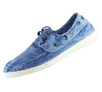 Natural World Eco - Zapatillas Hombre - Náuticos de algodón orgánico y Caucho - Color Azul Celeste- 303E