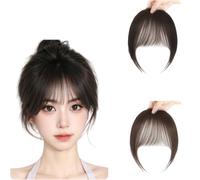 Natural,Xytraiihw Flequillo Con Clip, Flequillo Falso De Cabello 100% Humano, Flequillo Con Clip, Cierre Invisible Natural Para Mujeres, Flequillo Curvo Para Uso Diario