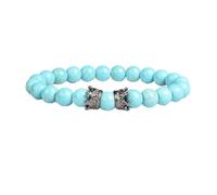 Natural Yellow Tiger Eye Stone With Tow Crown Bracelet 8mm Round Beads Elastic Bracelets For Men Exquisite Gift Charm Jewelry,28 - Turquoise,19cm-7.5inch