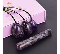 Natural Yoni Cristal Huevo Huevas Amatista Rehabilitación Suelo Pélvico Bolas Jade Cuentas Masaje Kegel Ejercicio Bola,púrpura