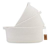 NaturalCozy Juego de cestas de almacenamiento ovaladas de 3 piezas, cesta de regalo tejida natural vacía, cesta suave para bebé, canastas de juguetes para gatos y perros, cesta de cuerda pequeña