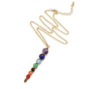 Naturale In Pietra Lavica 7 Chakra Guarigione Balance Collana Degli Uomini Delle Donne Dei Monili di Energia di Potere-2_45cm