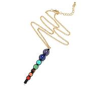 Naturale In Pietra Lavica 7 Chakra Guarigione Balance Collana Degli Uomini Delle Donne Dei Monili di Energia di Potere-1_45cm