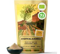 NaturaleBio Ashwagandha ecológica en polvo 500g. Natural y pura, producida en la India a partir de raíz de Withania Somnifera ecológica.