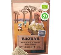 NaturaleBio Baobab orgánico en polvo 200g. Superfood rico en fibra y vitamina C de pulpa cruda africana. Apoya inmunidad, digestión y piel. Vegano, no OGM.