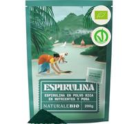 NaturaleBio Espirulina en Polvo Pura Bio No Irradiada | 200 g. Espirulina en polvo, rica en proteína y hierro, para smoothies, zumos, batidos y recetas verdes.