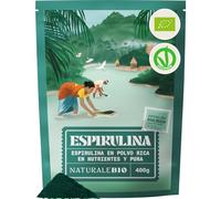 NaturaleBio Espirulina en Polvo Pura Bio No Irradiada | 400 g. Espirulina en polvo, rica en proteína y hierro, para smoothies, zumos, batidos y recetas verdes.