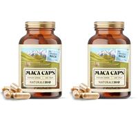 NaturaleBio Maca Andina Ecológica en Cápsulas 500mg - 180 cápsulas. Gelatinizada, Bio y Pura, viene de raíz de Maca Peruana Orgánica. (Paquete de 2)