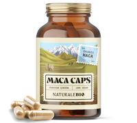 NaturaleBio Maca Gelatinizada Bio Cápsulas Veganas | 500 mg, 180 cápsulas. Raíz de maca peruana gelatinizada en formato cápsulas veganas.