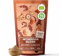 NaturaleBio Mezcla de setas en polvo de 450g. Aumenta la energía, mejora la función cognitiva, favorece la salud intestinal y fortalece el sistema inmune. Ecológica, vegana, sin gluten y sin OGM.