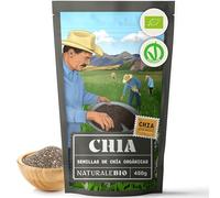 NaturaleBio Semillas de Chía 450g. Semillas de chía ecológicas para la pérdida de peso y la digestión. Ricas en omega-3, antioxidantes y minerales esenciales. Salud del corazón, huesos y músculos.