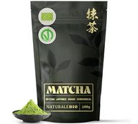 NaturaleBio Té Matcha Ceremonial, 100g. Ecológico, Sin Azúcares Añadidos, ni Convervantes. Producido en Uji, Japón. Té Verde Matcha en Polvo. Para Beber Solo, en Latte o en Recetas.