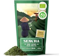 NaturaleBio Té verde Sencha Japonés Orgánico - Upper Grade - de 200g. Bio, Natural y Puro, Té verde en hojas de la primera cosecha, cultivado en Japón. Organic Japanese Sencha Green Tea.